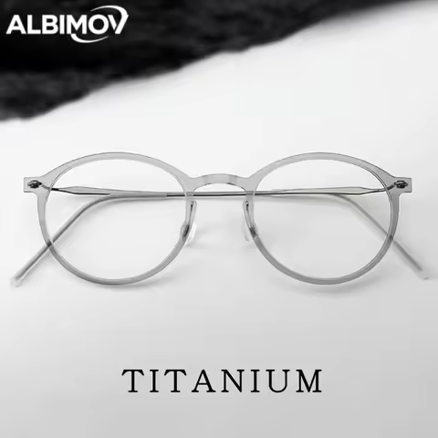 Lindberg Same Style Round Frame Myopia Glasses Frame Titanium Men optical Glasses No Screws Eyewear 