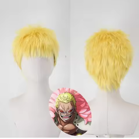JP Anime JOKER Donquixote Doflamingo Cosplay Costume Hair Short Gold Styled Halloween Party Wig