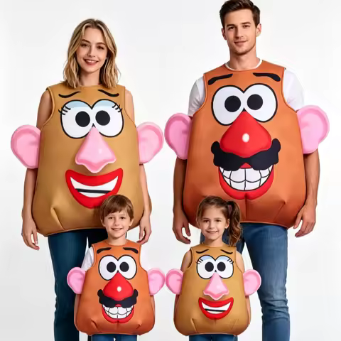 Potato Head Cosplay Costume Mr. and Mrs. Adults Kids Family Matching Outfit Halloween Family Carniva