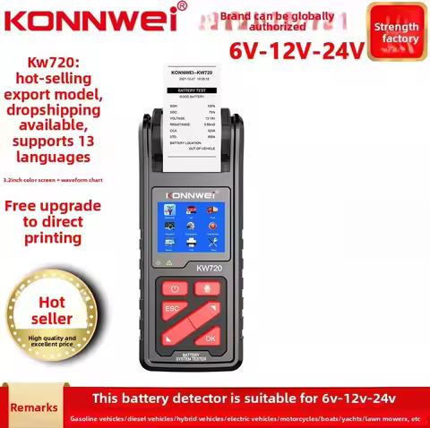 KONNWEI KW720 Car Battery Analyzer Battery Tester Battery Internal Resistance Meter System12 Volts a