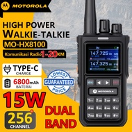 HT Motorola HX 8100 Walkie Talkie Jarak Jauh 20KM Dual Band Two Way Radio Copy Frequency High Power 