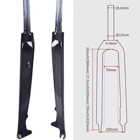 Bike MTB Fork Bicycle Front Fork Carbon Fiber Rigid Fork 26er 27.5er 29er Quick Release 100x9mm Ligh
