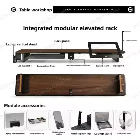 Z3 Modular Monitor Stand Riser Walnut Wood Desktop Screen Elevator Ergonomic Desk Organizer Office S