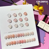 【พร้อมส่ง】 สีทาเล็บเจล Colorful girl สี( Colorful girl ) สีเจล สีเจลไซรัป 12สี ชุดเจลสีเขียว สีเจ