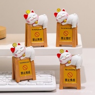 Warning Sign Lucky Cat Shop Cashier Desk Ornament Table Number Sign Workstation Ornament Cat QR Code