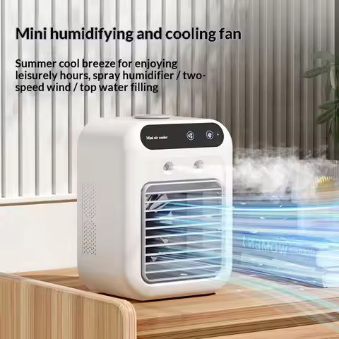 Portable Dormitory Spray Cooler with Humidification, Electric Fan, Desktop Mobile Air Cooler for Sma