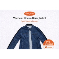 Second Hand 2-Women's Biker Jeans Jacket Soft Stretch Denim Multi-Point Zipper Street Fashion Style 