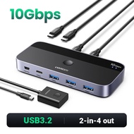 UGREEN 10Gbps USB C KVM Switch USB C 3.2 Switcher for PC Keyboard, Mouse, Printer and Scanner 2 PCs 