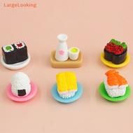 [LargeLooking] 2Pcs 1:12 Dollhouse Miniature Salmon/Caviar Sushi Rice Balls Liquor Kitchen Food Model Decor Toy Doll House Accessories