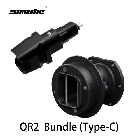 Simube In Stock Black QR2 Bundle (Type-C) Quick Release for Fanatec Wheel-Side & QR2 Base-Side (Type