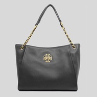 TORY BURCH Britten Small Slouchy Leather Tote Bag Black 73503