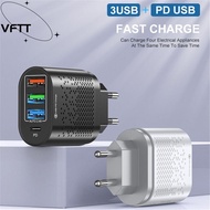 VFTT Charger Adapter 48W Fast Type C 3 USB Charger for   Huawei