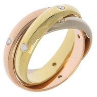 【日本直送】CARTIER Trinity 8 號 戒指 15P 鑽石 18K 黃金 (黃 K 金×玫瑰金×白 K 金)×鑽石 約 9.1g 女性【二手】