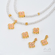 ((1 Item) Long-Fade Vietnam Sand Gold Loose Powder Gold Inlaid Pearl Four-Leaf Clover Spacer Bead Br