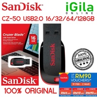 SANDISK CZ50 Cruzer Blade USB 2.0 Flash Drive (16GB/32GB/64GB) USBDRIVE DTIG4 SWIVL AH334 AH335 V40
