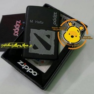 Korek zippo kw biasa black matte custom grafir logo dota 2 nama