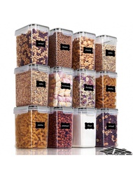 1/2/6/8/12 Pieces Airtight Food Storage Containers 1.5qt / 1.6L- Plastic Kitchen Pantry Storage Cont