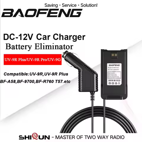 Baofeng UV-9R Plus Battery Eliminator UV-9R Pro Car Charger 12V for UV-9RG BF-A58 BF-9700 BF-R760 GM