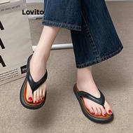 (Trendy) Lovito Casual Plain Colorblock Simple Versatile Soft Bottom Comfortable Anti Slip Wear Outs