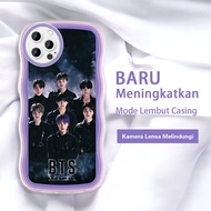HP Apple iphone 15 Plus Mini Korean Fashion BTS BangtanBoys bt21 Colorful Wave Border CUSTOM SOFTCAS