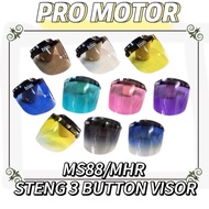 HELMET VISOR 2 TONE MS88 MHR 3 MHR STENG KURA HITAM GREY RED YELLOW GREEN BLUE PINK PURPLE
