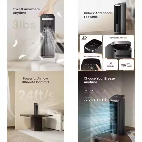 13 Oscillating Tower Fan with Remote, 4 Modes, 4 Speeds, 24ft/s Max Airflow, 70° Swivel, 12H Timer, 