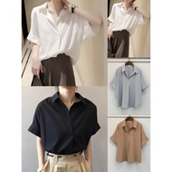 🌟Ready Stock🚗3035 V-Neck Wide Thin Shirt😻Loose Comfortable💯