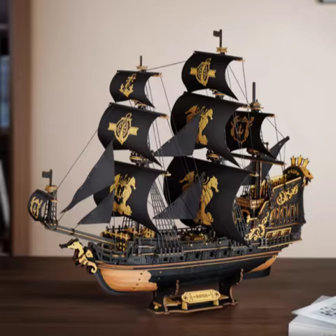 Robotime 3D Puzzle Wooden Seahouse Barque Model Kits Build Home Desk Decoration Gift For Teens and A