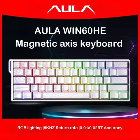 AULA WIN60HE Wired Hall Effect Magnetic Keyboard 60 Keys Hot Swap 0.01mm RT 8000Hz RGB Esports Custo