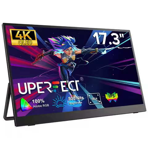 UPERFECT 17.3"4K 500Nits Portable Monitor 100%DCI-P3 16:9 HDR FreeSync IPS Screen Travel Office Game
