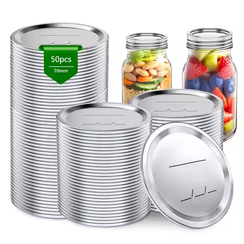 50/100Pcs 7cm Universal Mason Canning Lids Leak Proof Sealing Food Keeping Stainless Steel Fresh For