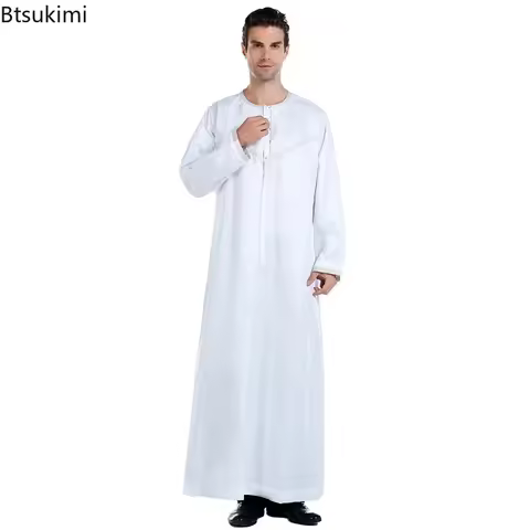 Ramadan Muslim Abaya Men Jubba Thobe Solid Embroidered Dress Pakistan Dubai Kaftan Long Robe Islamic