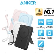 Anker Powerbank Zolo Magnetic Power Bank 10,000mAh Wireless Portable Charger 30W with USB C Cable Fa