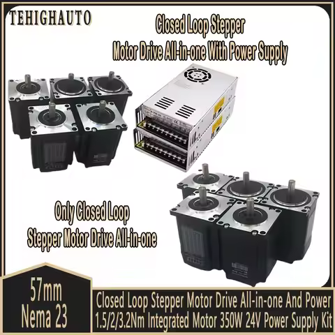 Nema23 57mm Closed Loop Stepper Motor Drive All-in-one With Power Supply 1.5Nm/2Nm/3.2Nm Diameter 8m