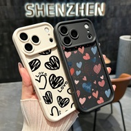 Colorful Black Love Heart Pattern Cute Case For IPhone 18 Pro 17 Air 18 17 Pro Max I17 I18Max I17Pro