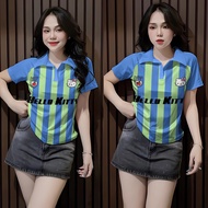 Cute Womens Polo Shirt Slim Short-Sleeved Top Y2k Womens Striped Polo Shirt