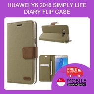 Huawei Y6 2018 Simply Life Diary Flip Case with Card Slots Cash Pockets TV Standing