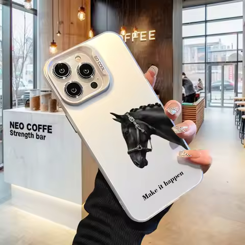 Horse Phone Case for iPhone 17 AIR 16 15 14 13 Pro 12 11 Pro Xs X XR Max Laser Hard PC+TPU Cases Bac