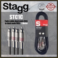 Stagg STC1C Twin Cable Dual Male RCA to Dual Male RCA Cable - 3ft / 1 Meter