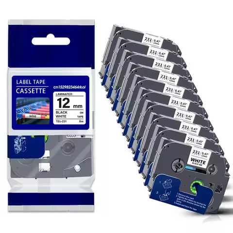 10PK 6/9/12mm Label Tape Compatible Brother TZe Tape tze231 tze131 tze631 tze221 for Brother P Touch