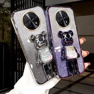 For Huawei Nova 15 Pro Max Case with Cartoon 3D Bear Stand Luxury Slim Gradient Plating Glitter Girl