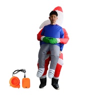 Ado)Inflatable Christmas Santa Claus Costume Funny Clothes Christmas Santa Claus Costume Air Blow-Up