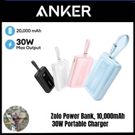 Anker Zolo Power Bank, 10,000mAh 30W Portable Charger with Built-in USB-C Cable (A1688.1689)