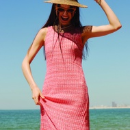 lookbookbeachclub pebble dress coral knit เดรสยาว สีชมพูบานเย็น