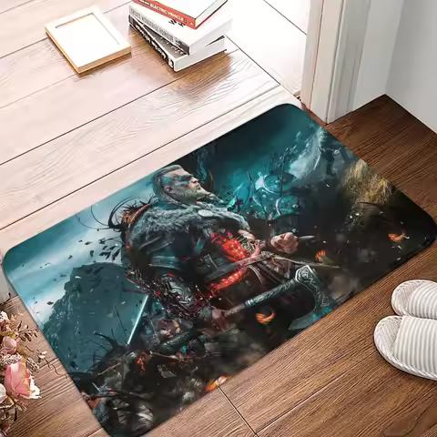 Viking Kitchen Non-Slip Carpet Assassins Creed Valhalla Eivor Dgital Art Bedroom Mat Welcome Doormat
