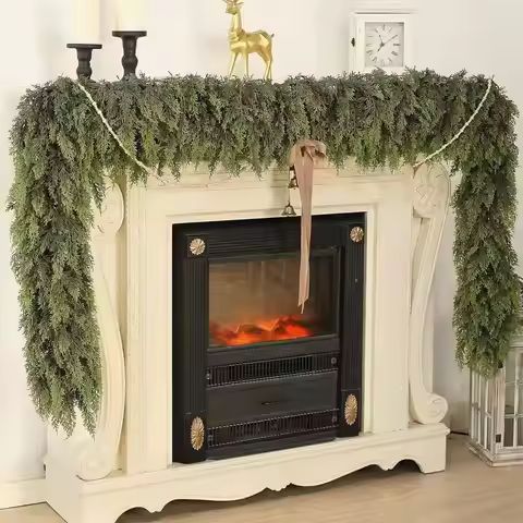 Artifical Dense Christmas Vines Wreath Fake Cedar Vines Christmas Rattan Garland Decor Fireplaces St