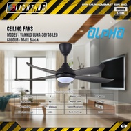 ALPHA VANNUS LUNA LED 5 Blade 46 Inch Ceiling Fan | Matt Black Walnut | Stylish Home Fan