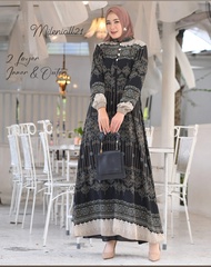 GAMIS CERUTY POLOS MIX CERUTY PRINTING MOTIF BUNGA / GAMIS SET INNER DAN OUTER / DRESS KONDANGAN WAN