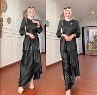 Jusi Dress Satin Silk Premium Dress yang lagi viral Gamis polosan Gamis Wanita Dewasa Kekinian Gamis