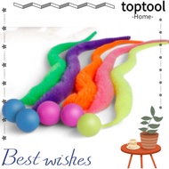 TOPTOOL 5 PCS Bouncy Ball, Indoor Cats Fuzzy Worm Cat Toys, Ball Durable Colorful with Tail